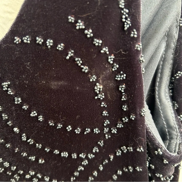 Vintage Algo Beaded Charcoal Velvet Maxi Dress Size 8 - Picture 7 of 9
